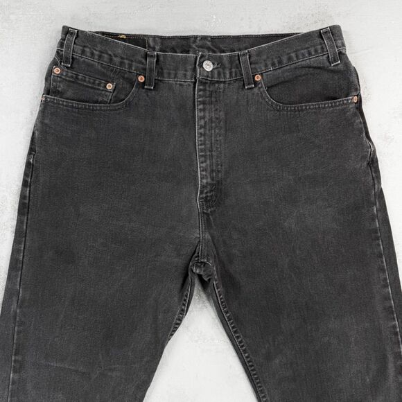 Vintage 2001 Levi's 505 Black Denim Red Tab Jeans MADE IN USA Fit 36 x 29 - Picture 2 of 8